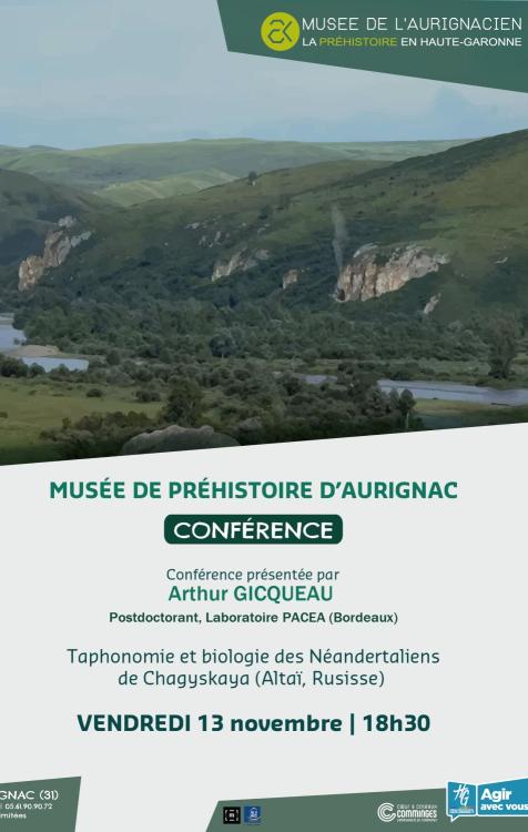 Conférence vendredi 13 novembre : Taphonomie et biologie des Néandertaliens de Chagyrskaya (Altaï, Russie) 